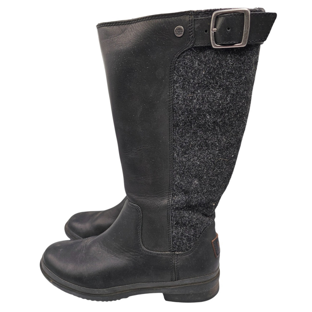 UGG Women's Sz 7 Janina Waterproof Leather Paneled Tall Boots Gray